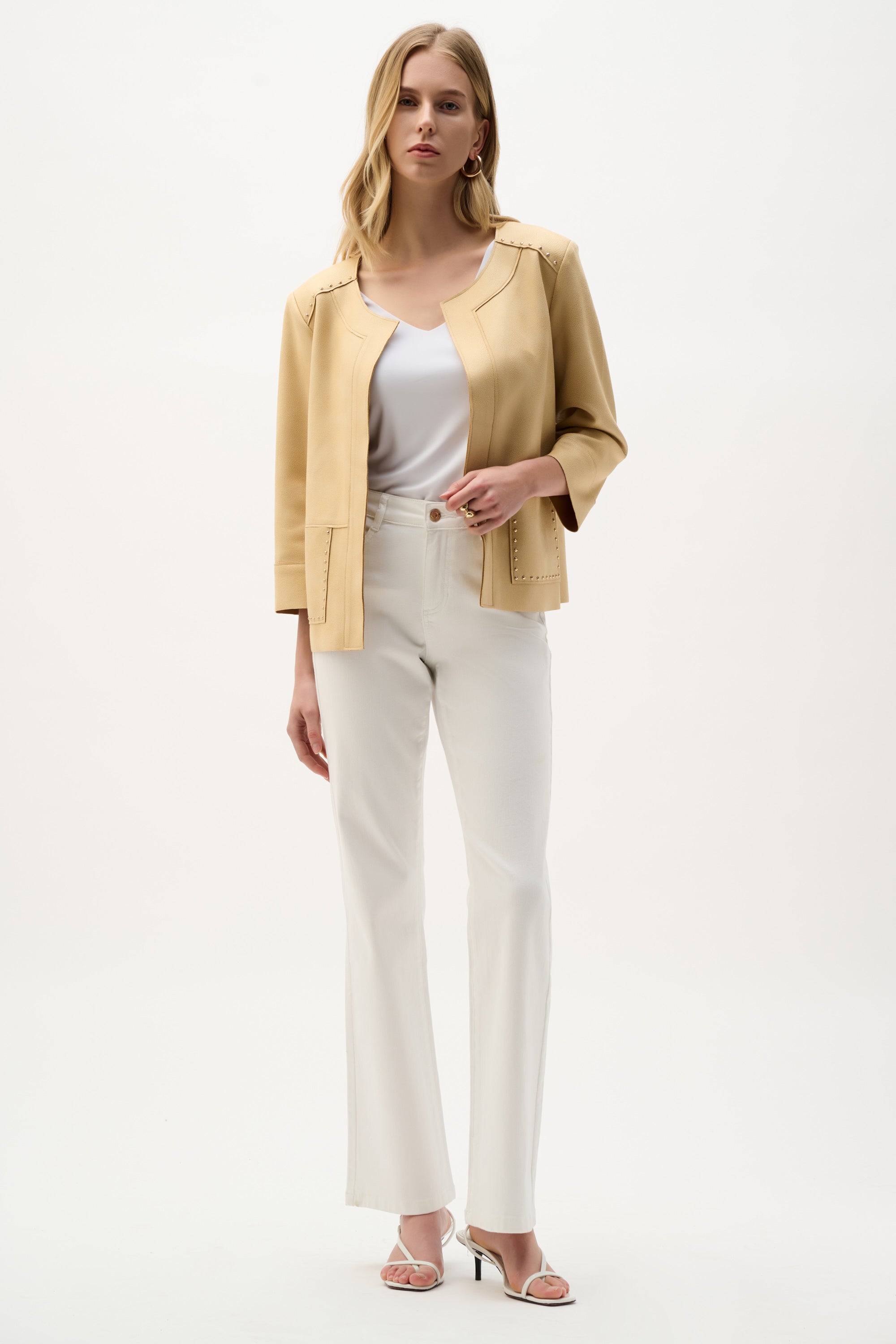 Joseph Ribkoff Foiled Faux Suede Boxy Jacket With Stud Details Style 262905