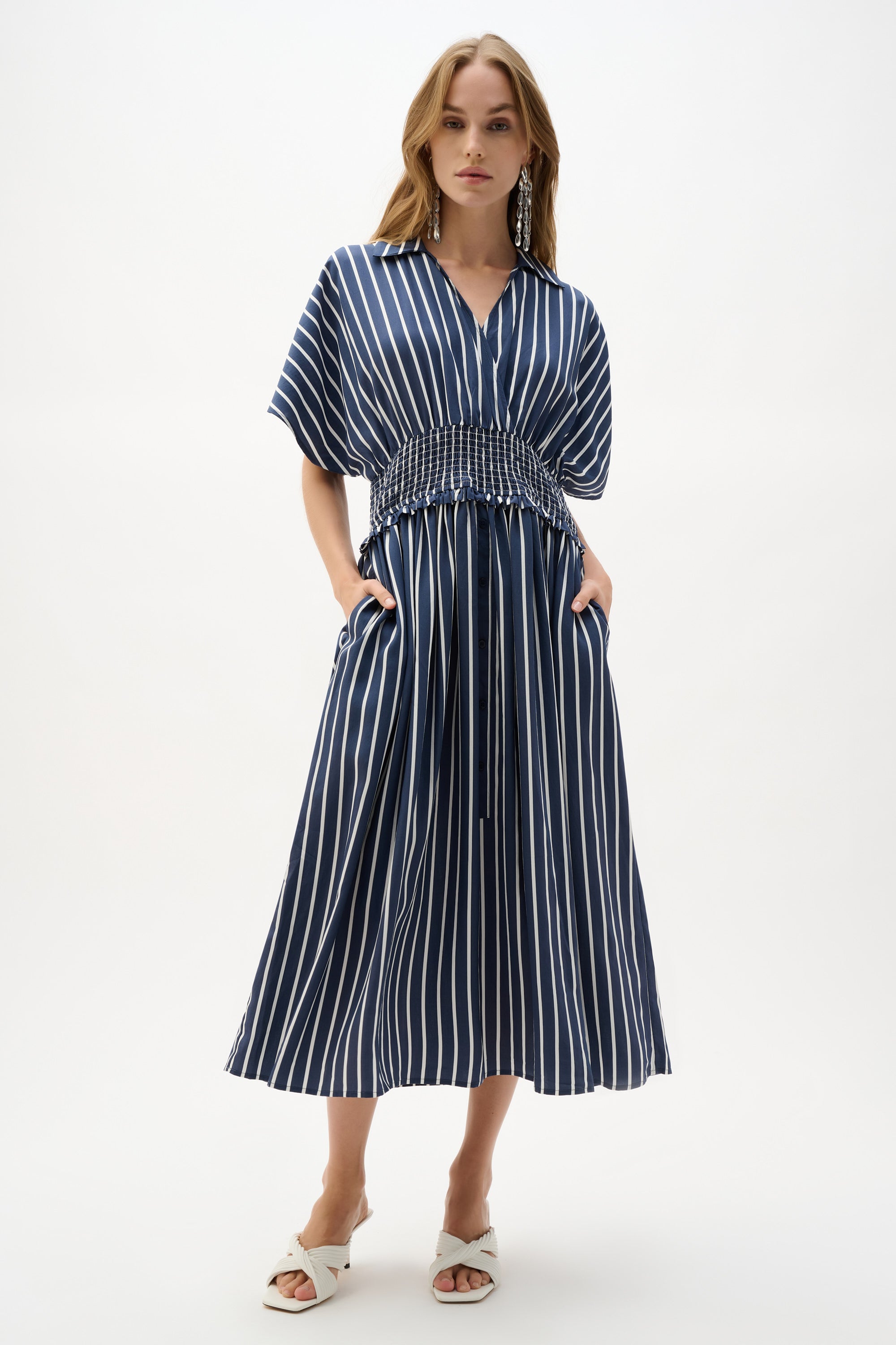 Joseph Ribkoff Flowy Stripe Print Fit & Flare Dress Style 262912
