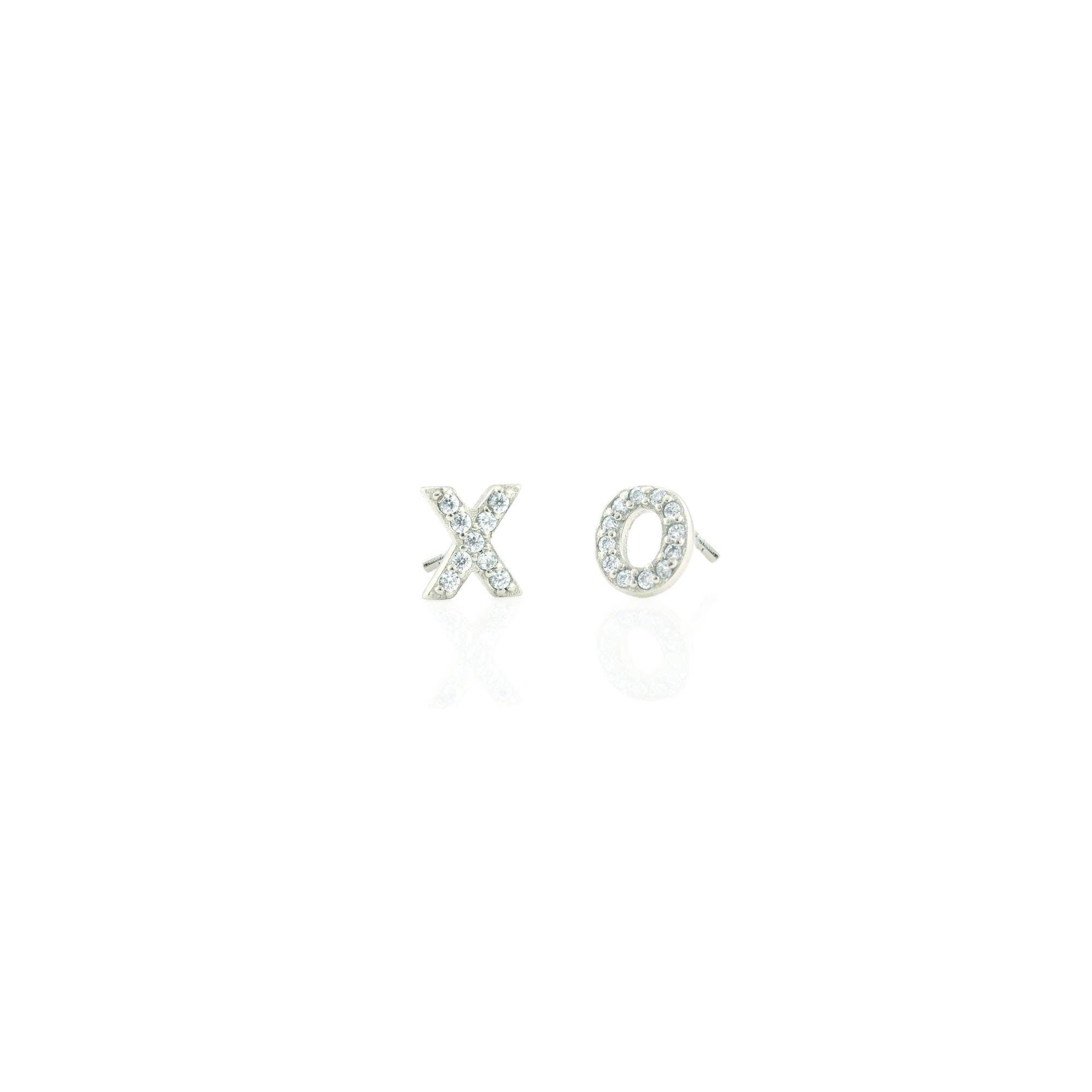 Kris Nations - XO Crystal Stud Earrings 18K Gold Vermeil | Sterling Silver CZ Crystals Nickel Free Hypoallergenic Ships from CA