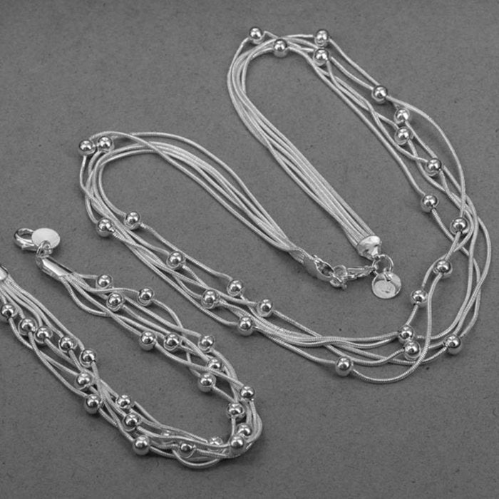 Fine Sier Plated Five Line Light Necklaces
