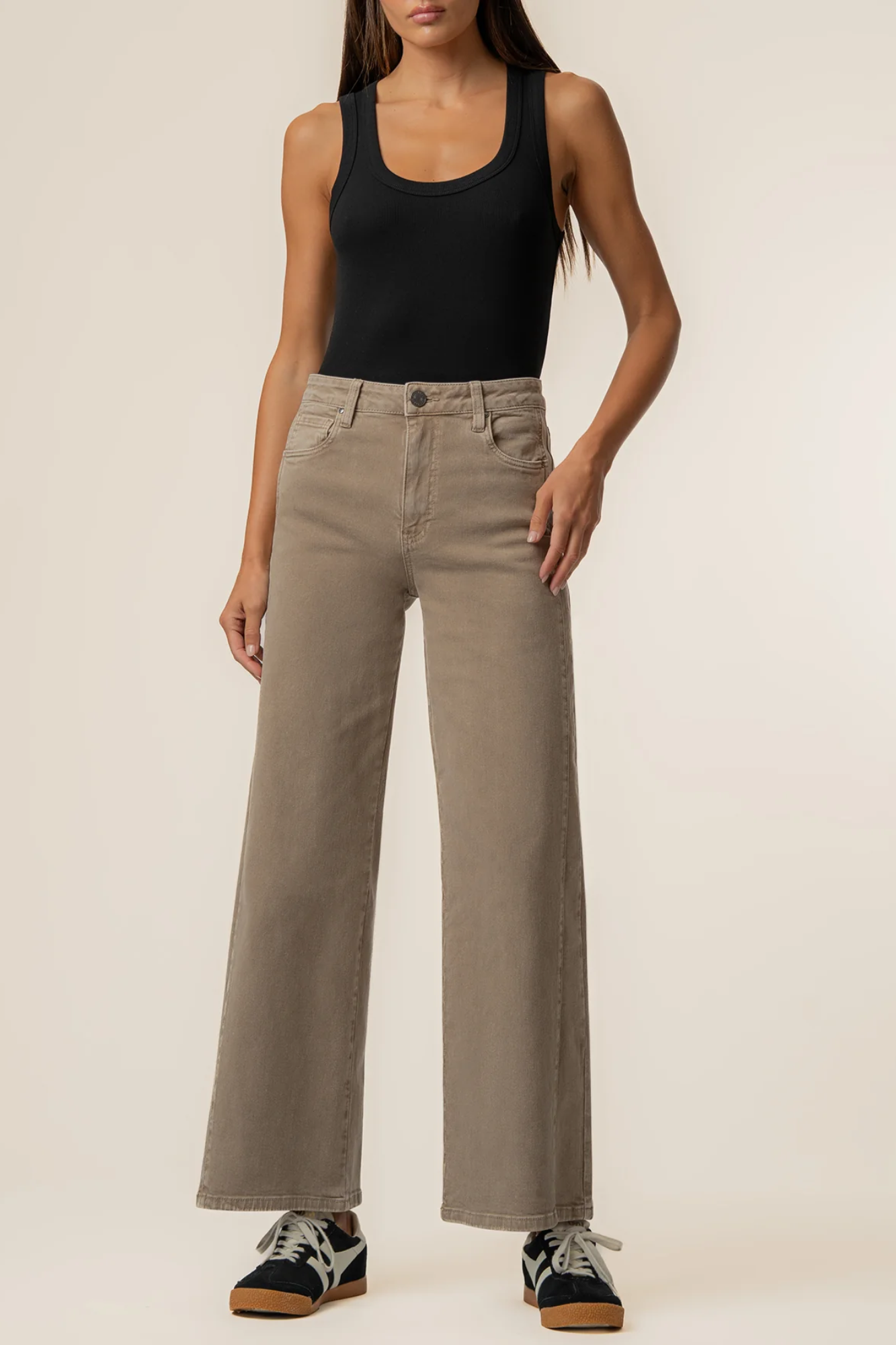 Meg High Rise Wide Leg in Milk Tea
