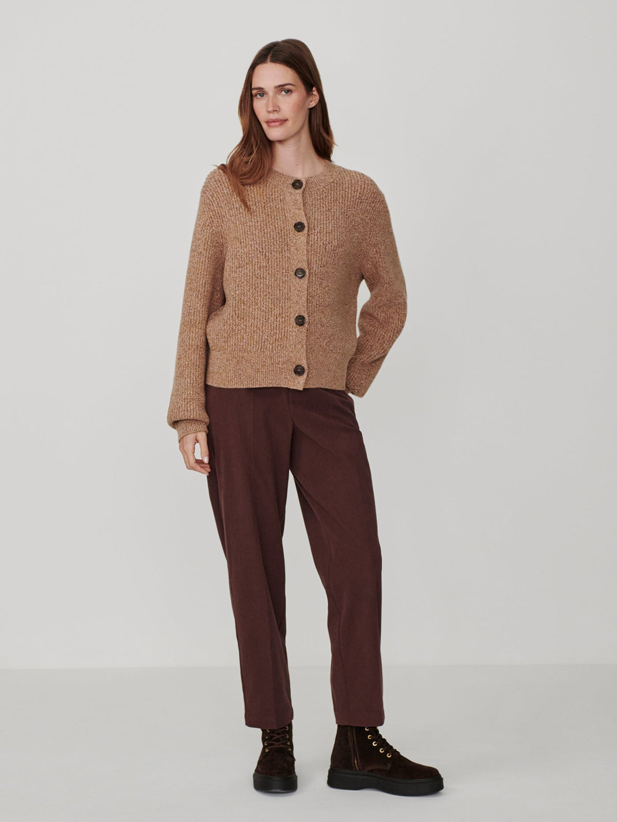 Varley Patricia Rib Cardigan in Golden Bronze Fleck