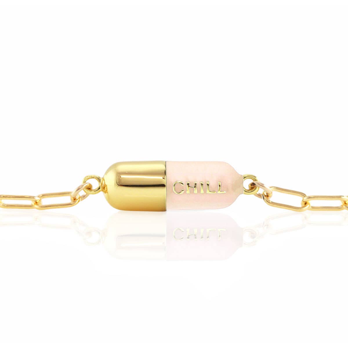 Kris Nations - Chill Pill Charm Bracelet 18K Gold Vermeil | Sterling Silver Charm Gold Filled | Sterling Silver Drawn Cable Chain Multiple Colors Lobster Clasp Nickel Free Ships from CA