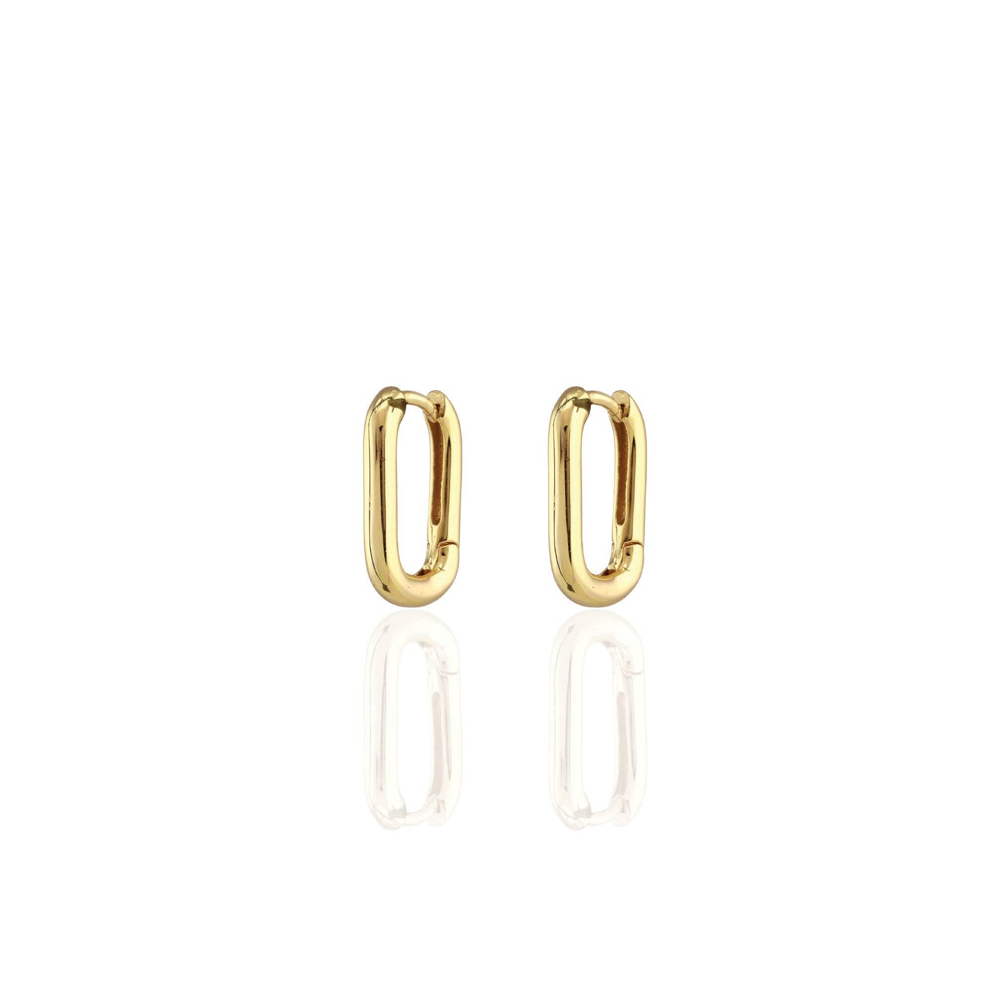 Kris Nations - Oval Huggie Hoop Earrings 18K Gold Vermeil Hinge Closure Nickel Free Hypoallergenic Ships from CA
