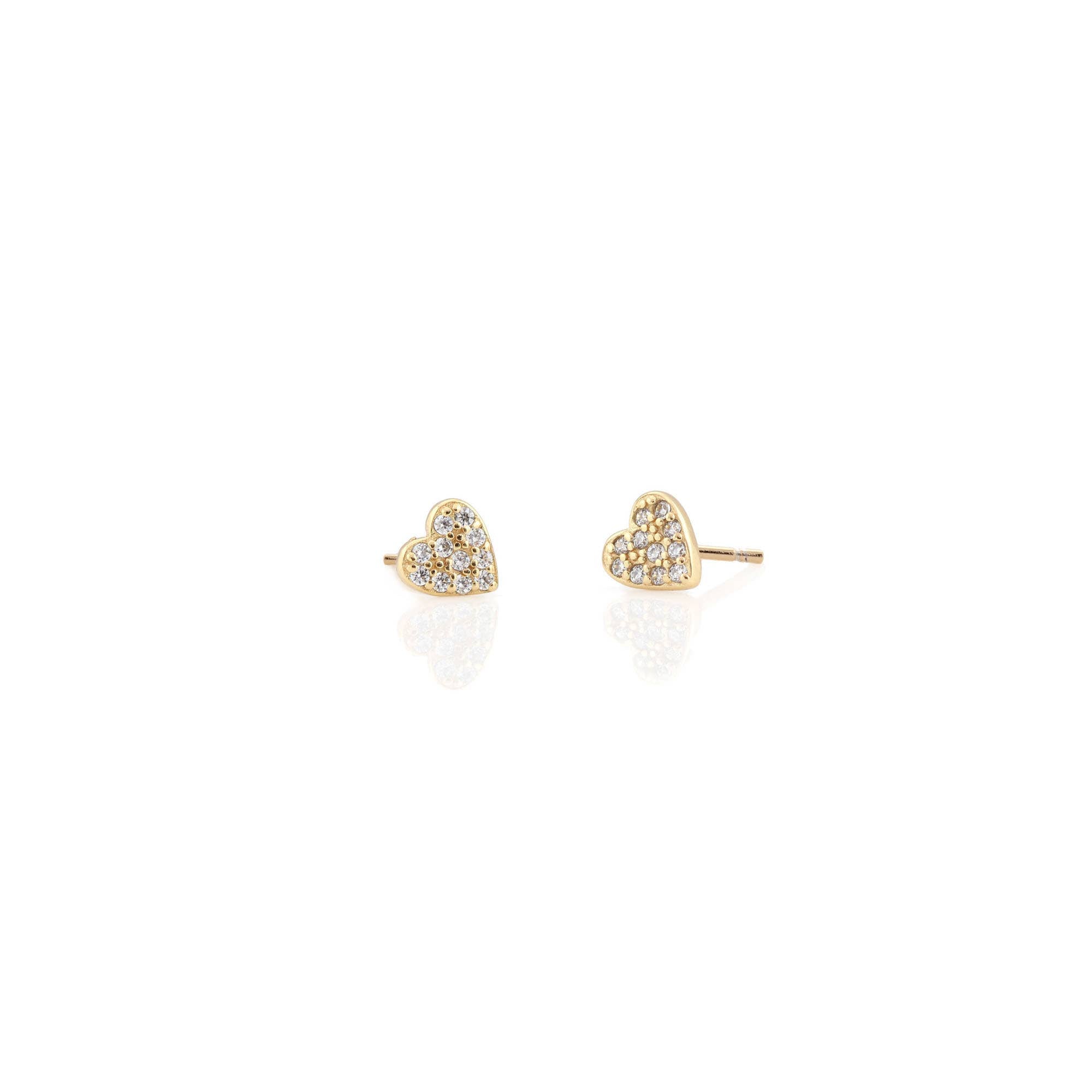 Kris Nations - Heart Crystal Stud Earrings 18K Gold Vermeil | Sterling Silver CZ Crystals Nickel Free Hypoallergenic Ships from CA