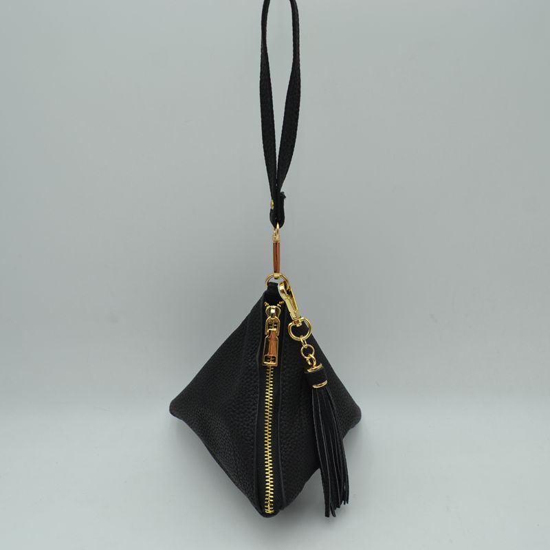 Pyramid Wristlet Clutch Bag with Tassel Accent