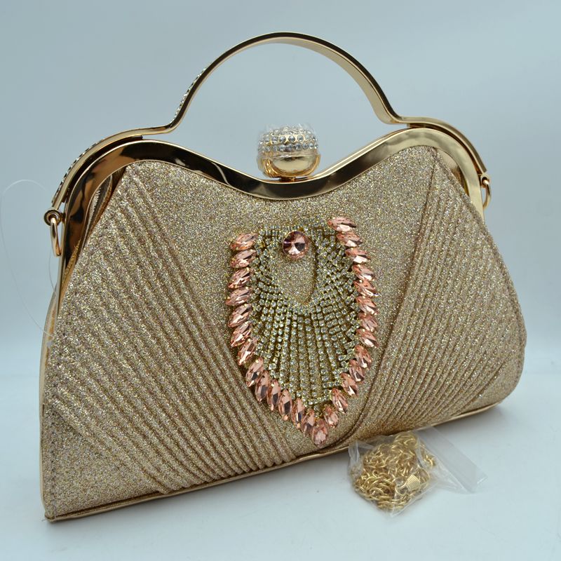 Elegant Shimmer Evening Clutch Bag with Rhinestone Embellishments
