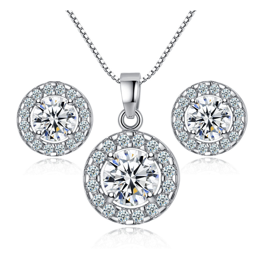 High Sense Banquet Party Fashion Popular Electroplated Zircon Jewelry Set