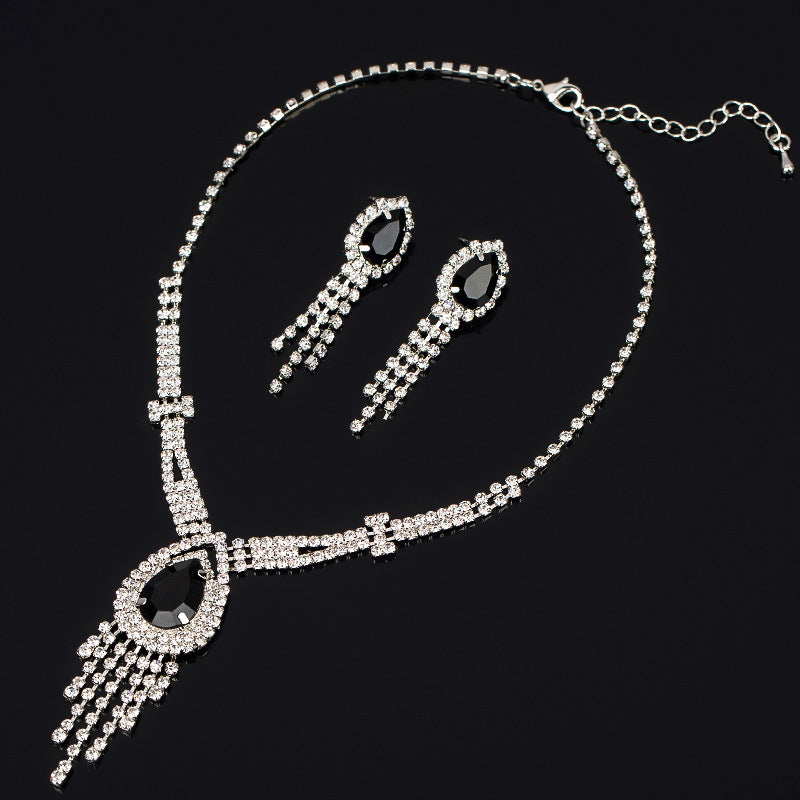 Korean Style Bridal Two-piece Diamond Claw Jewelry Set