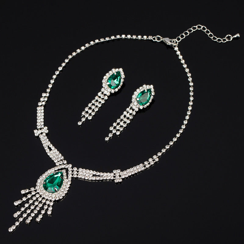 Korean Style Bridal Two-piece Diamond Claw Jewelry Set