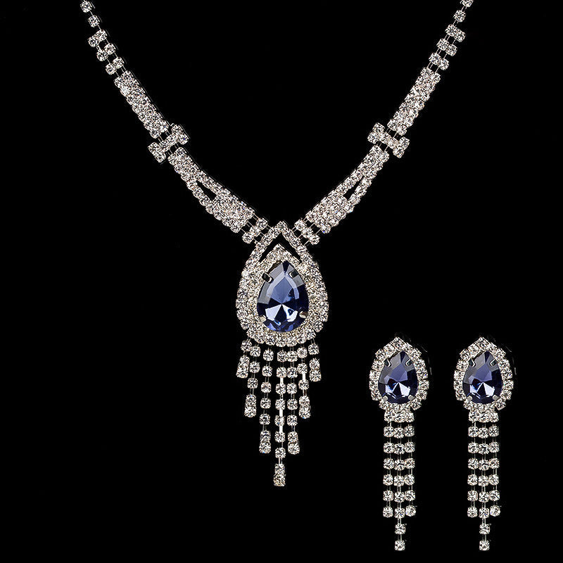 Korean Style Bridal Two-piece Diamond Claw Jewelry Set