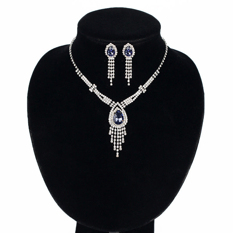 Korean Style Bridal Two-piece Diamond Claw Jewelry Set