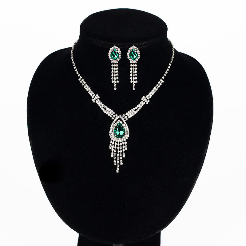 Korean Style Bridal Two-piece Diamond Claw Jewelry Set