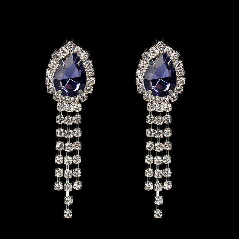 Korean Style Bridal Two-piece Diamond Claw Jewelry Set