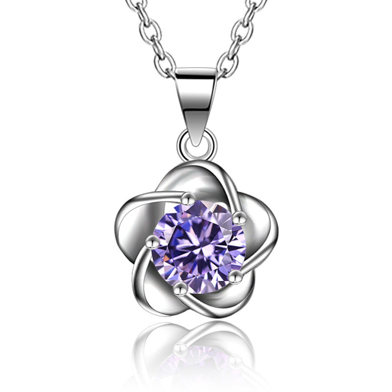 Korean Style Simple Zircon Plum Blossom Female Pendants