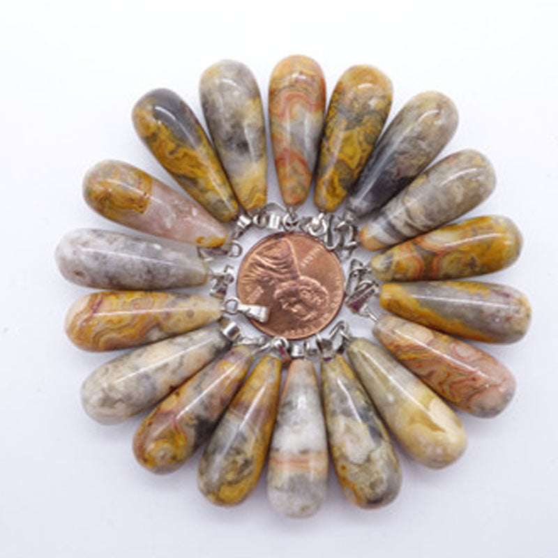 Long Water Drops Natural Stone Crystal Agate Pendant