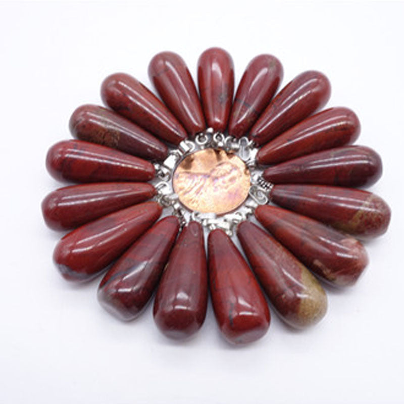 Long Water Drops Natural Stone Crystal Agate Pendant