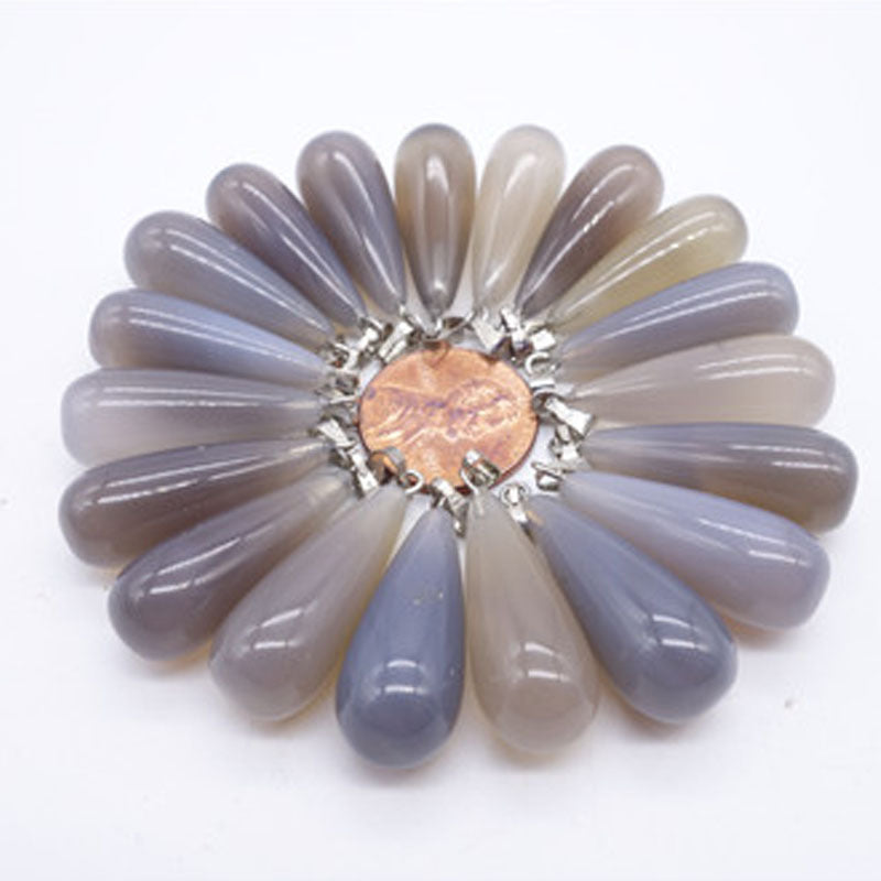 Long Water Drops Natural Stone Crystal Agate Pendant