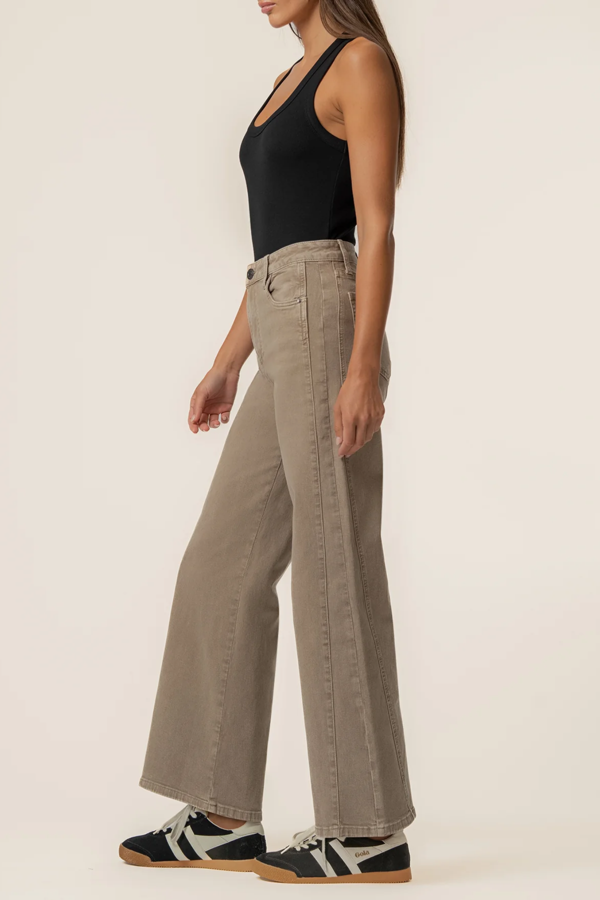 Meg High Rise Wide Leg in Milk Tea