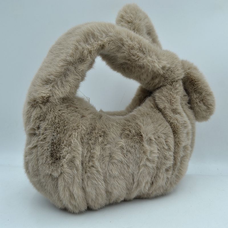 Fluffy Plush Knotted Handle Shoulder Bag