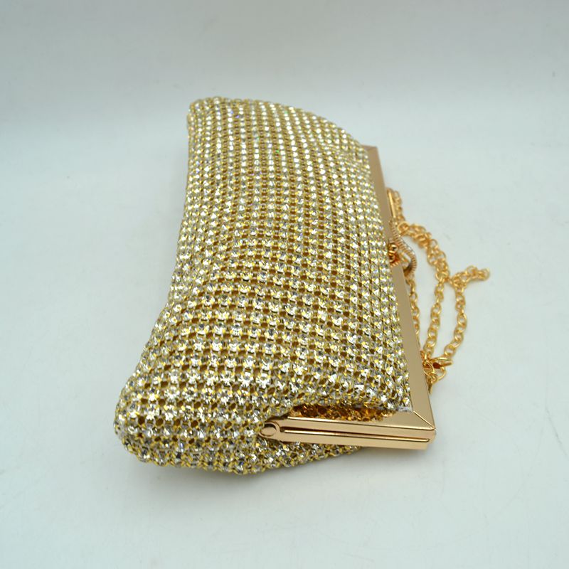 Rhinestone Evening Clutch Bag with Detachable Chain Shoulder Strap and Crystal Embellished Clasp
