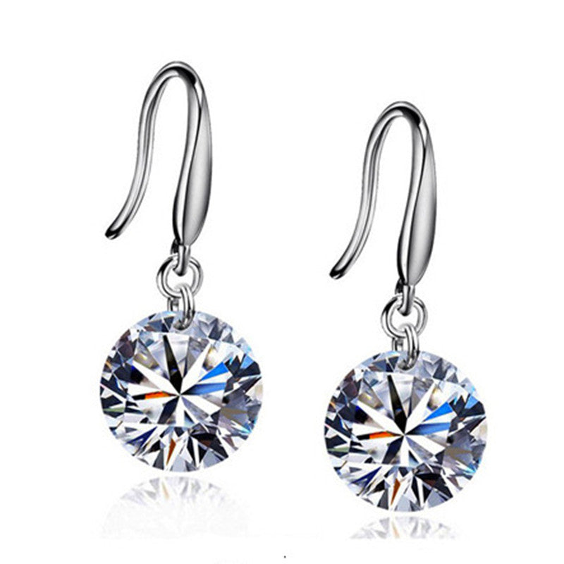 Fashion Round Zircon Diamond Crystal Eardrops Rings
