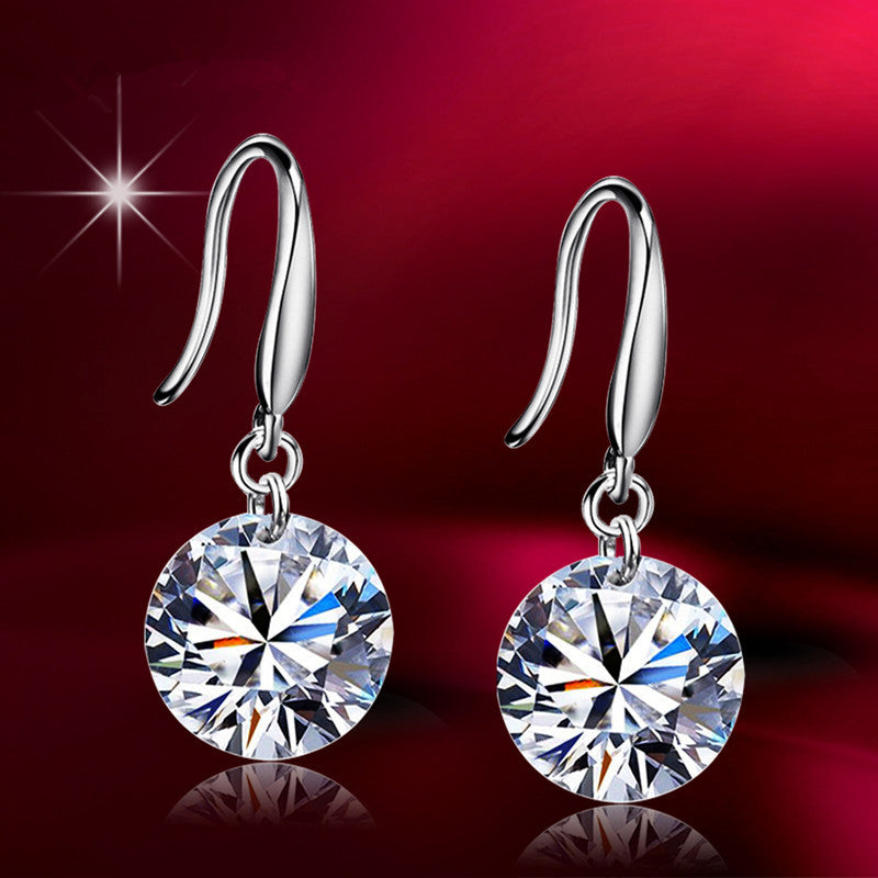 Fashion Round Zircon Diamond Crystal Eardrops Rings