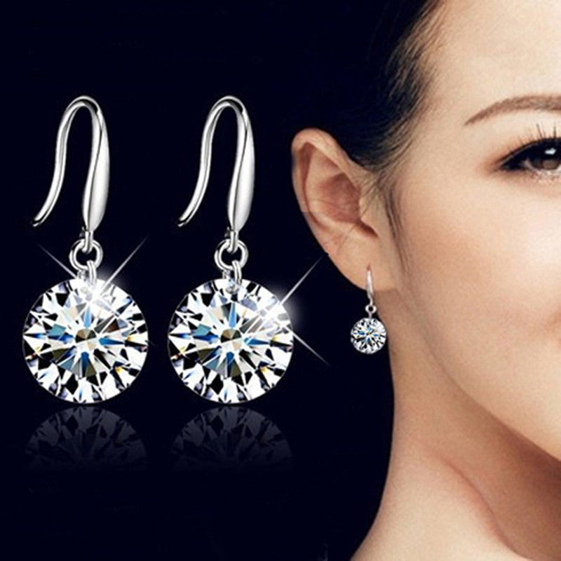 Fashion Round Zircon Diamond Crystal Eardrops Rings