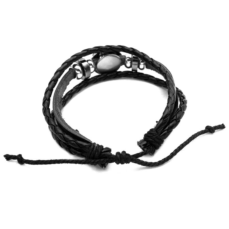 Women's & Men's Button Leather Couple Personalized Bracelet