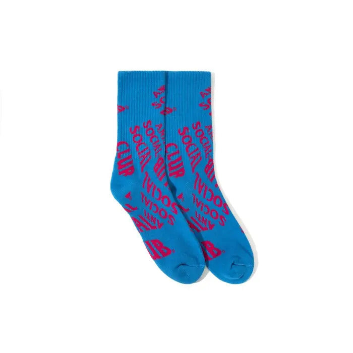 Anti Social Social Club DS ASSC Red Logo No Drama Blue socks BAPE YeezyKAWS VLONE