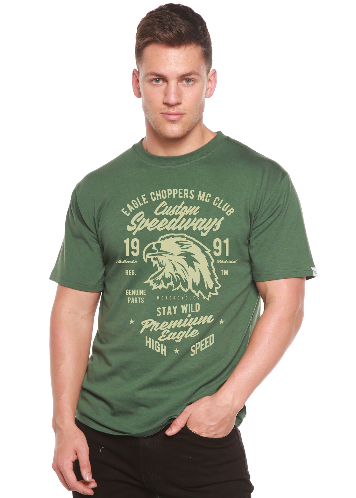 Custom Speedways Premium Eagle Men's Bamboo Viscose/Organic Cotton Short Sleeve Graphic T-Shirt