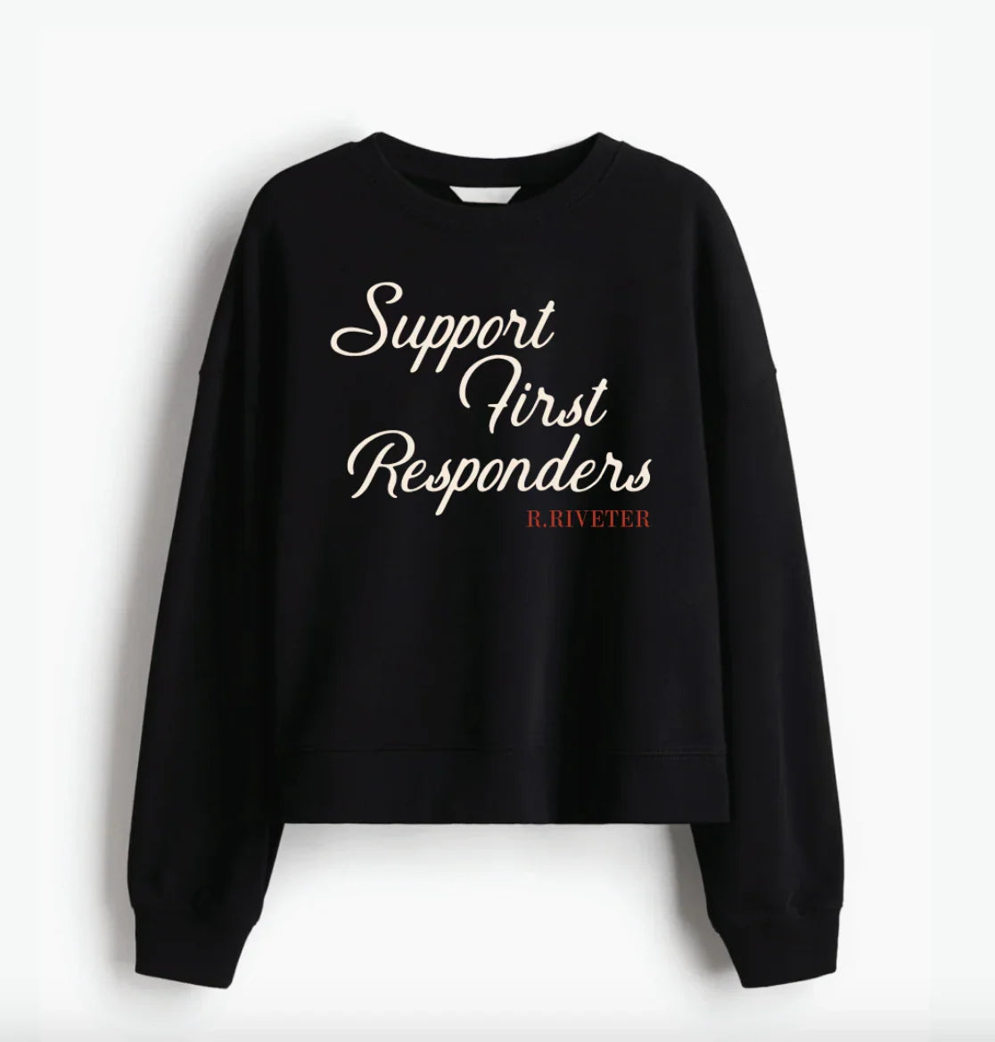 Black Crewneck Sweatshirt | Support First Responders