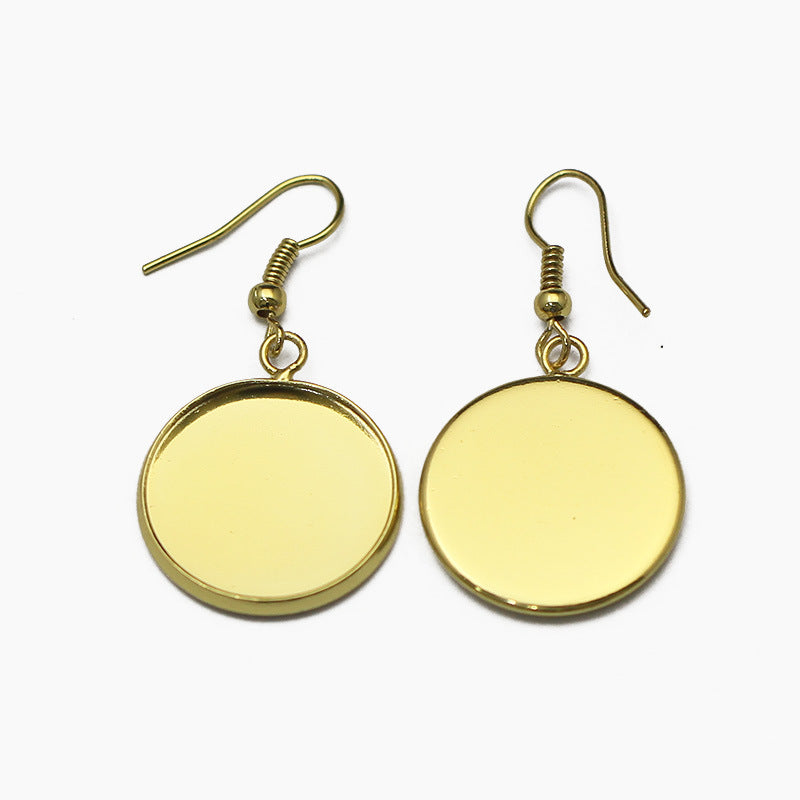 Second Brass French Round Eardrop Frame Earrings