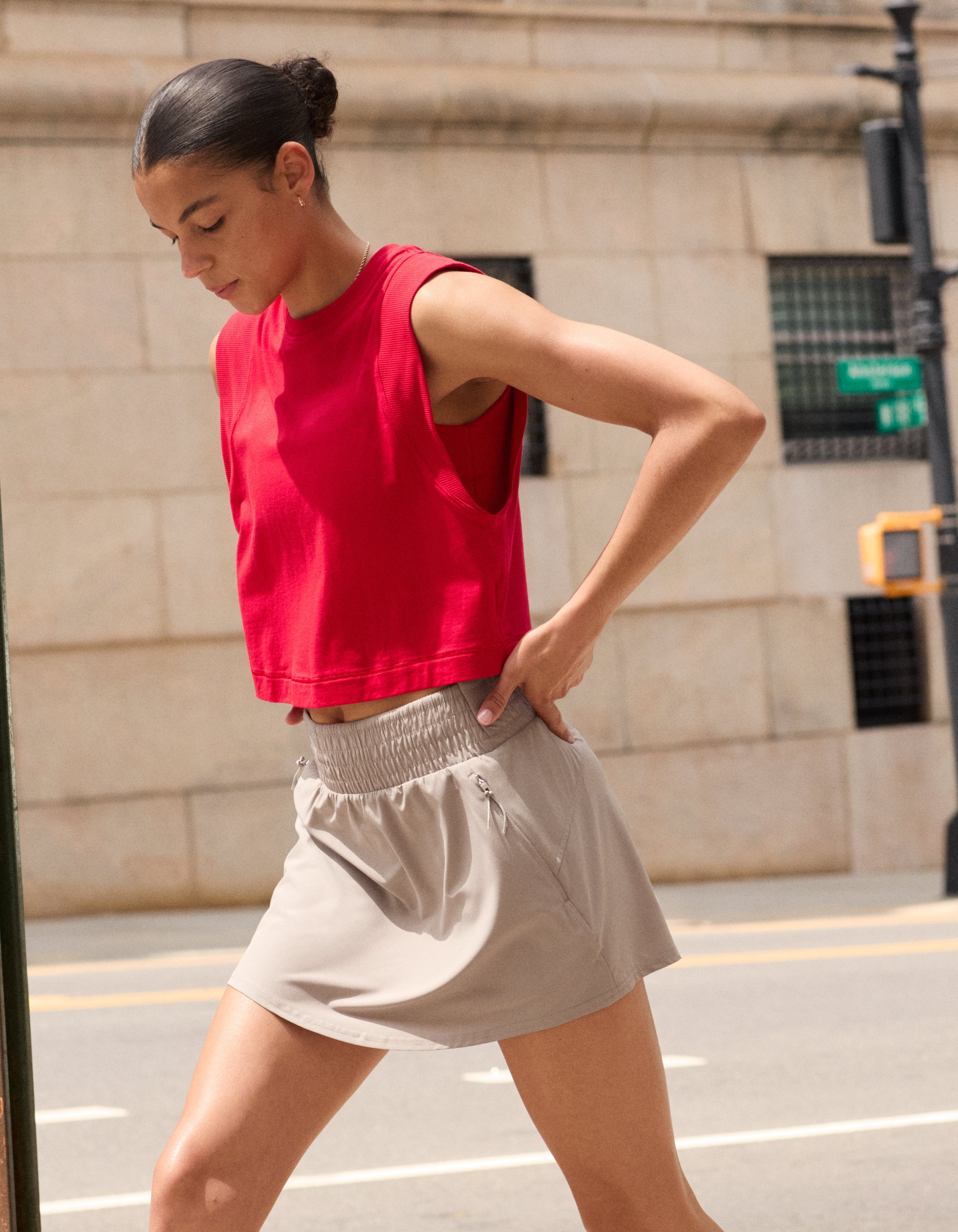 SPANX® On the Move Mini Skort, 4" | Stone Grey