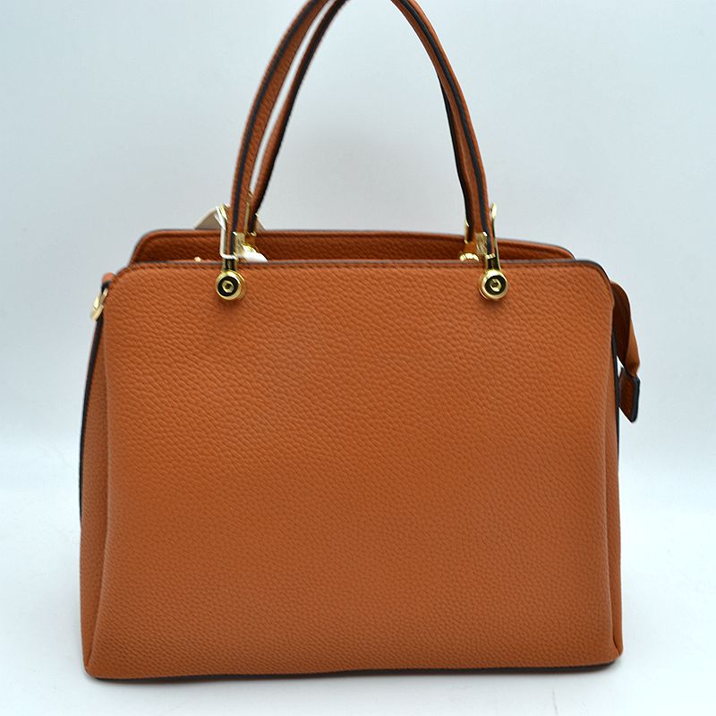 Structured Top Handle Handbag with Zipper Closures