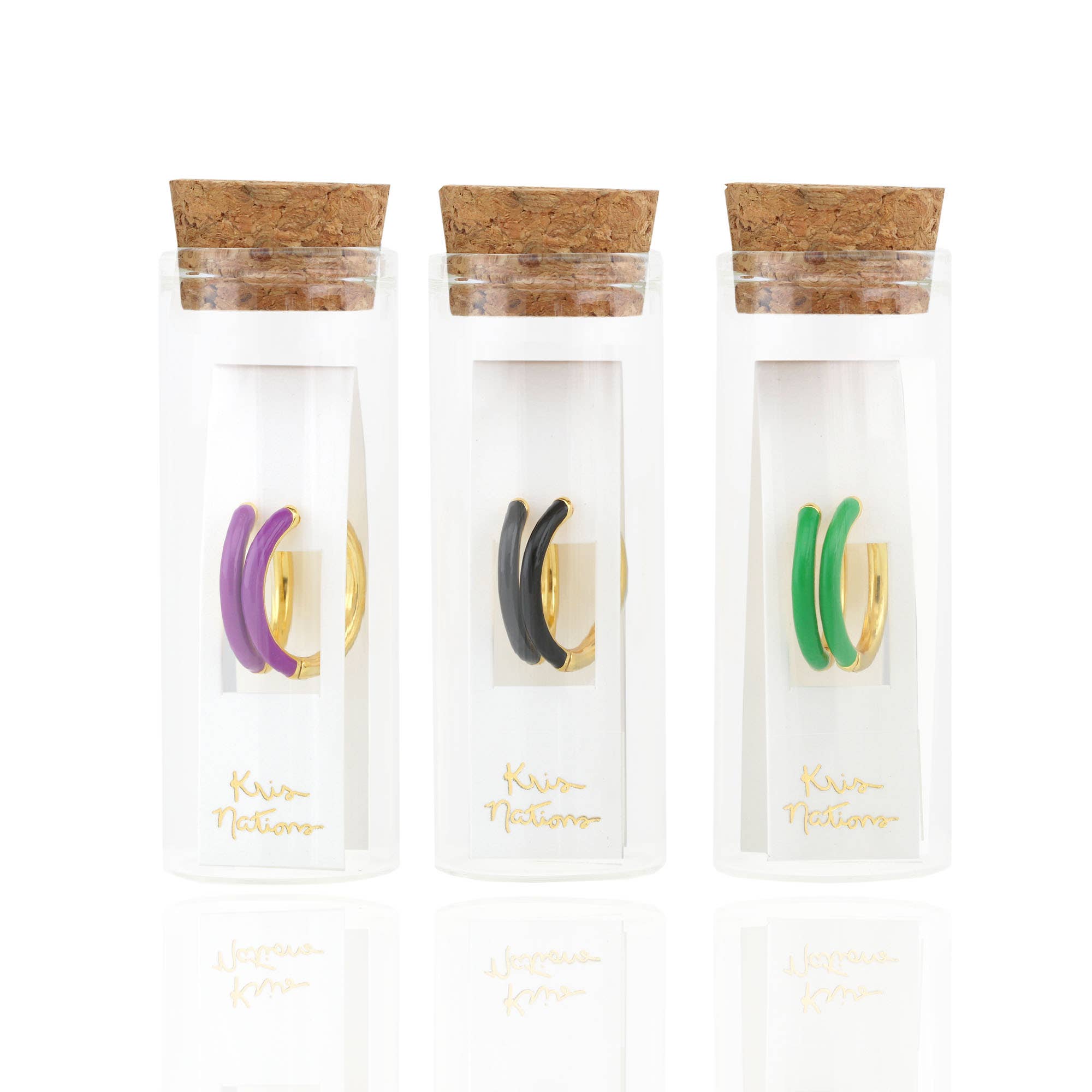 Kris Nations - Gilded Enamel Hoop Earrings 18K Gold Vermeil 20mm Hoops Multiple Colors Hinge Closure Nickel Free Hypoallergenic Ships from CA
