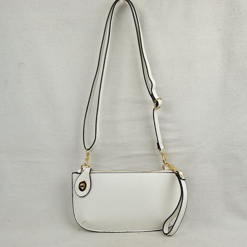 Pebbled Crossbody Clutch Bag with Removable Straps