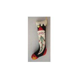 5.5" Black Stocking w/Santa Face Handcrafted Felt Ornament by Quirks! at Shirley Shoppe