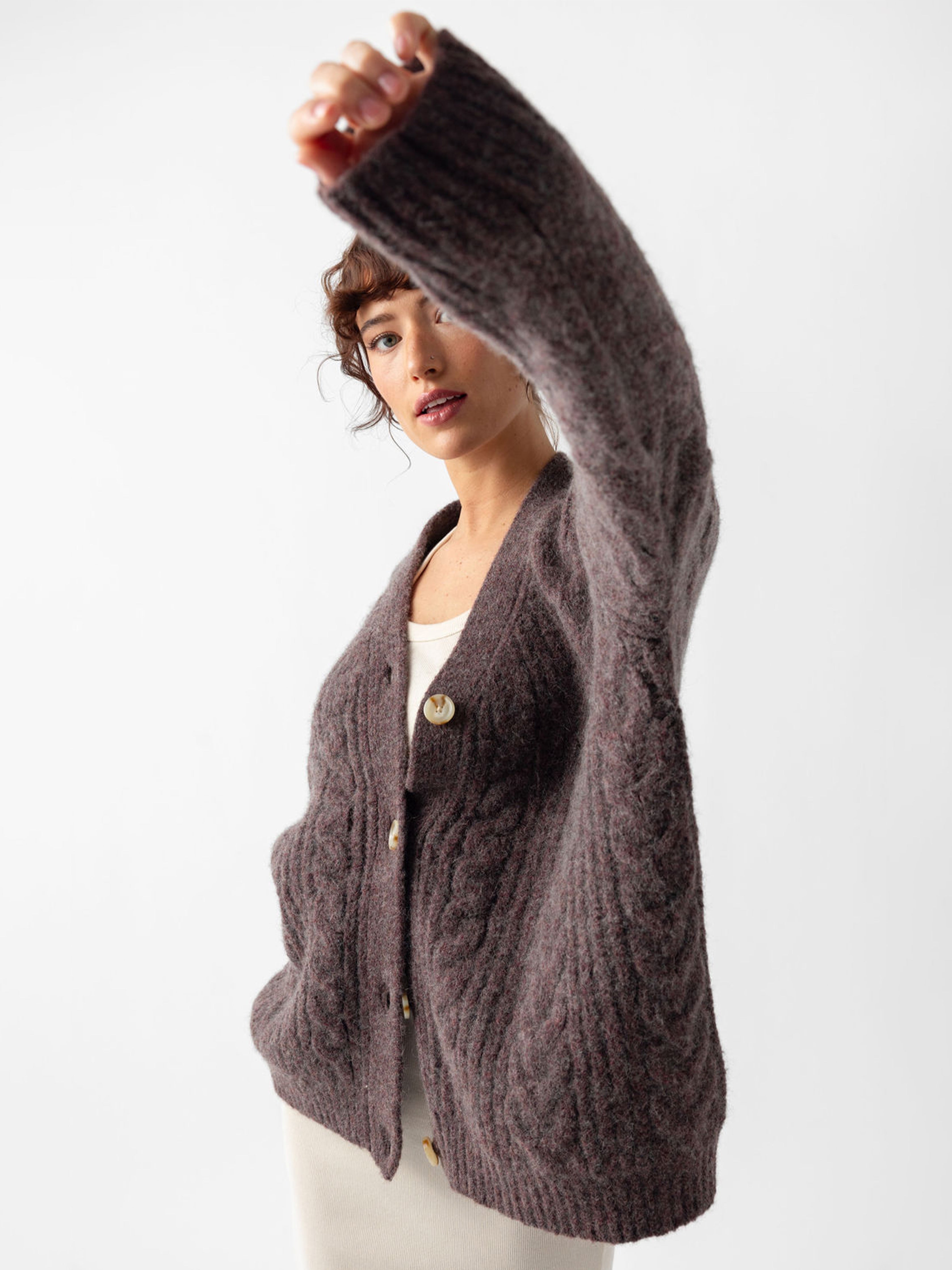 Oversized Cable Knit Cardigan - ONLINE EXCLUSIVE