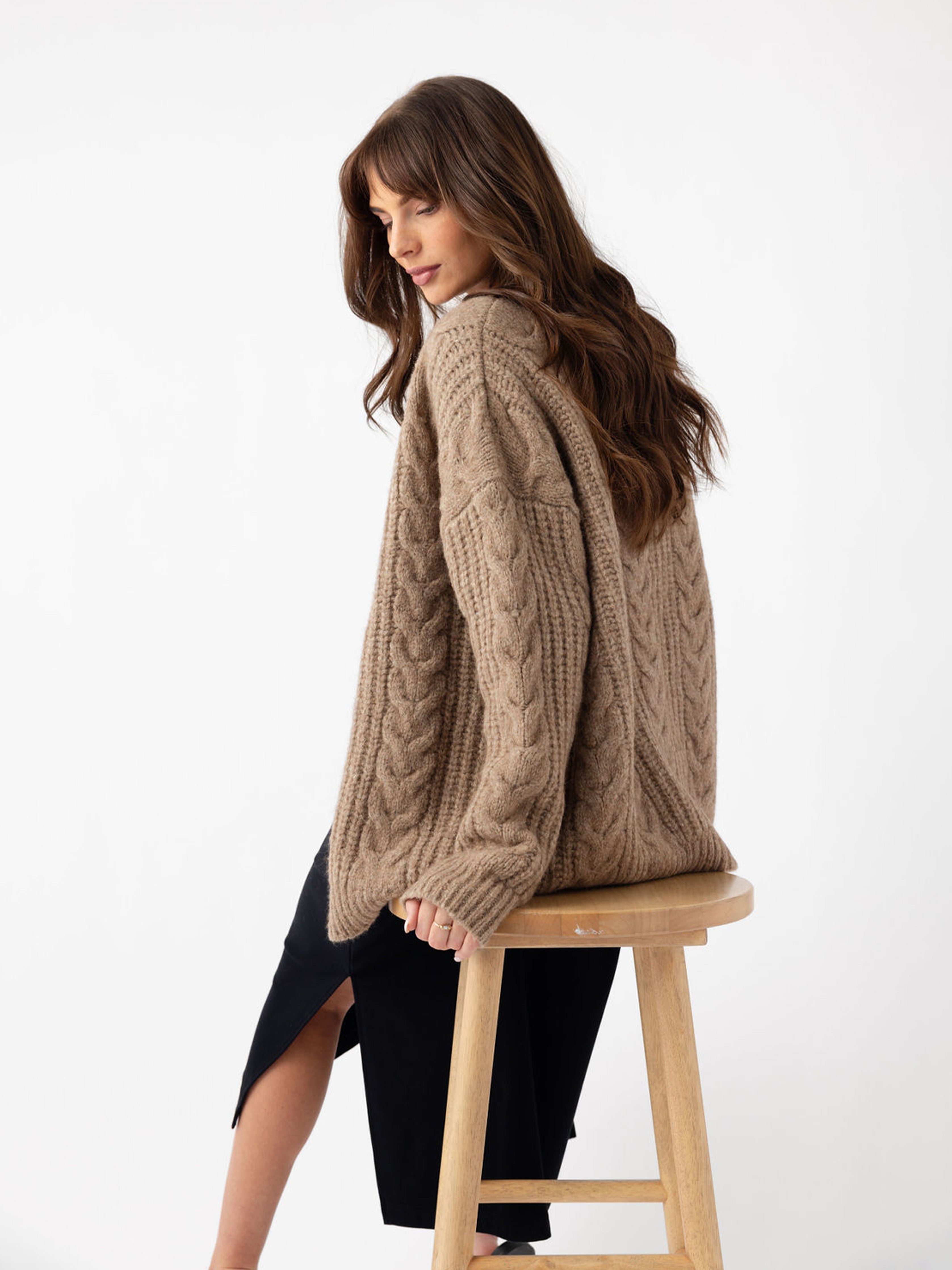 Oversized Cable Knit Cardigan - ONLINE EXCLUSIVE