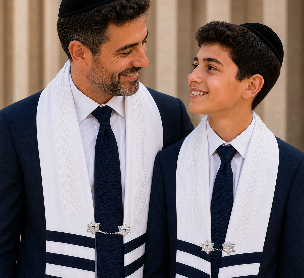 Chai Star of david Tallit Clips