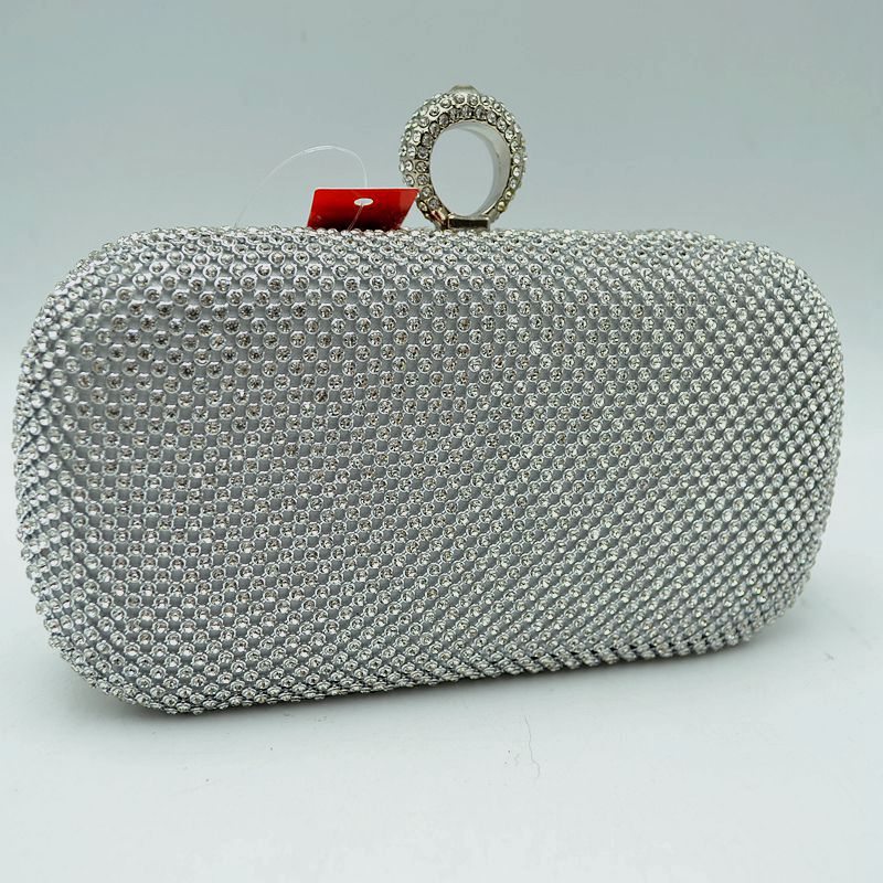 Embellished Box Clutch with Ring Top Clasp