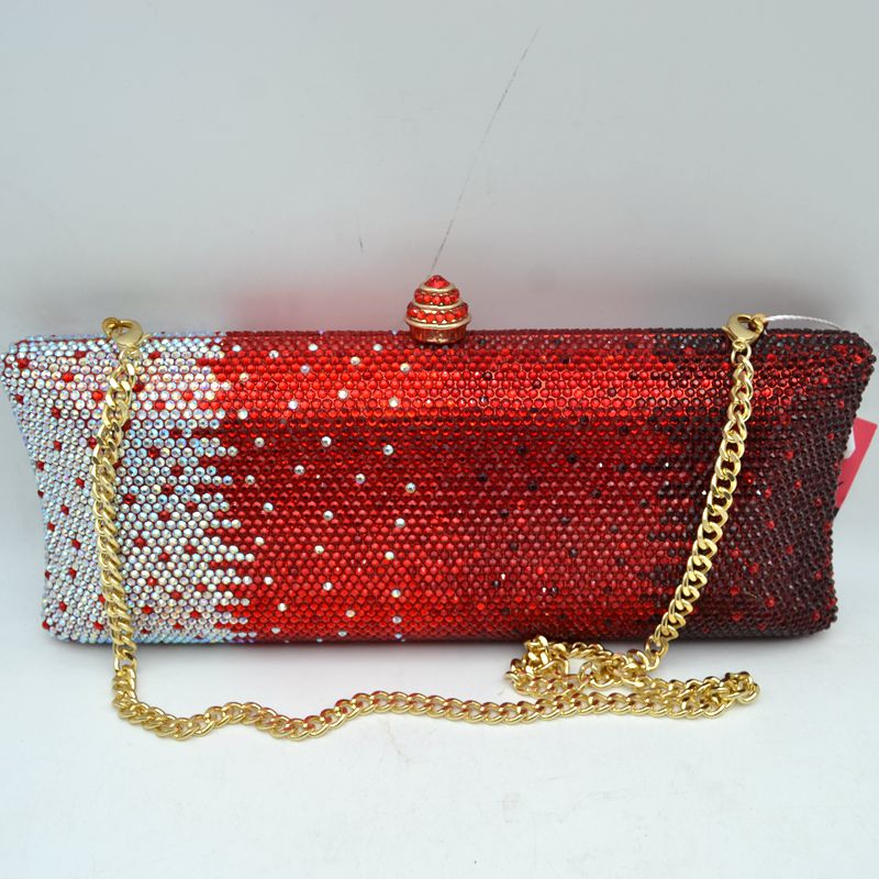 Elongated Evening Clutch Bag with Slender Chain Strap