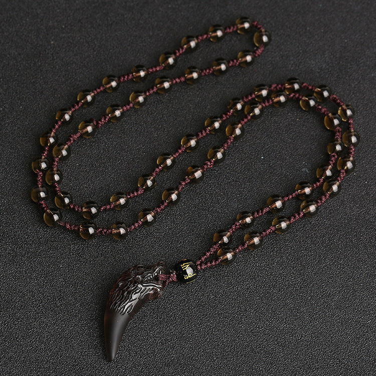 Wolf Tooth Natural Icy Obsidian Couple Pendants