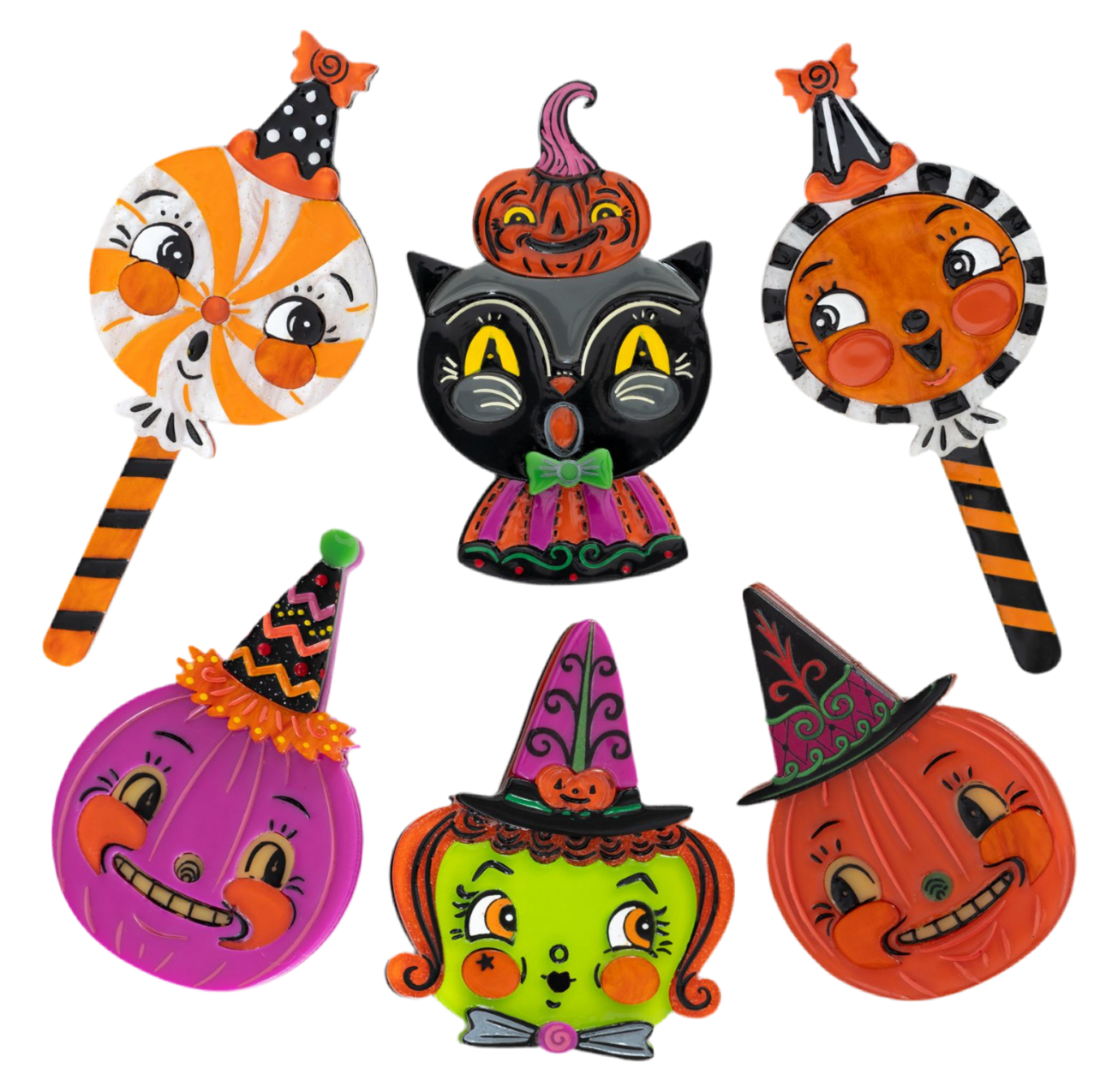 Hocus Pocus Pumpkin Brooch by Johanna Parker x Lipstick & Chrome — Folk Art Halloween Pumpkin Pin