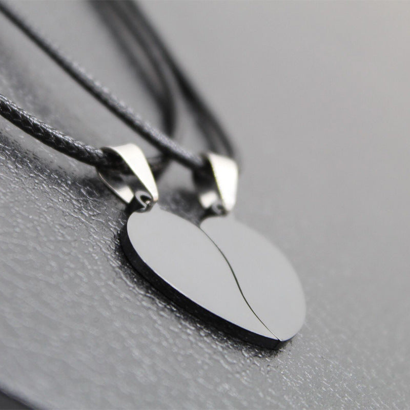 Steel Heart-shaped Couple Pair Of Stainless Stitching Tag Lettering Advertising Necklaces