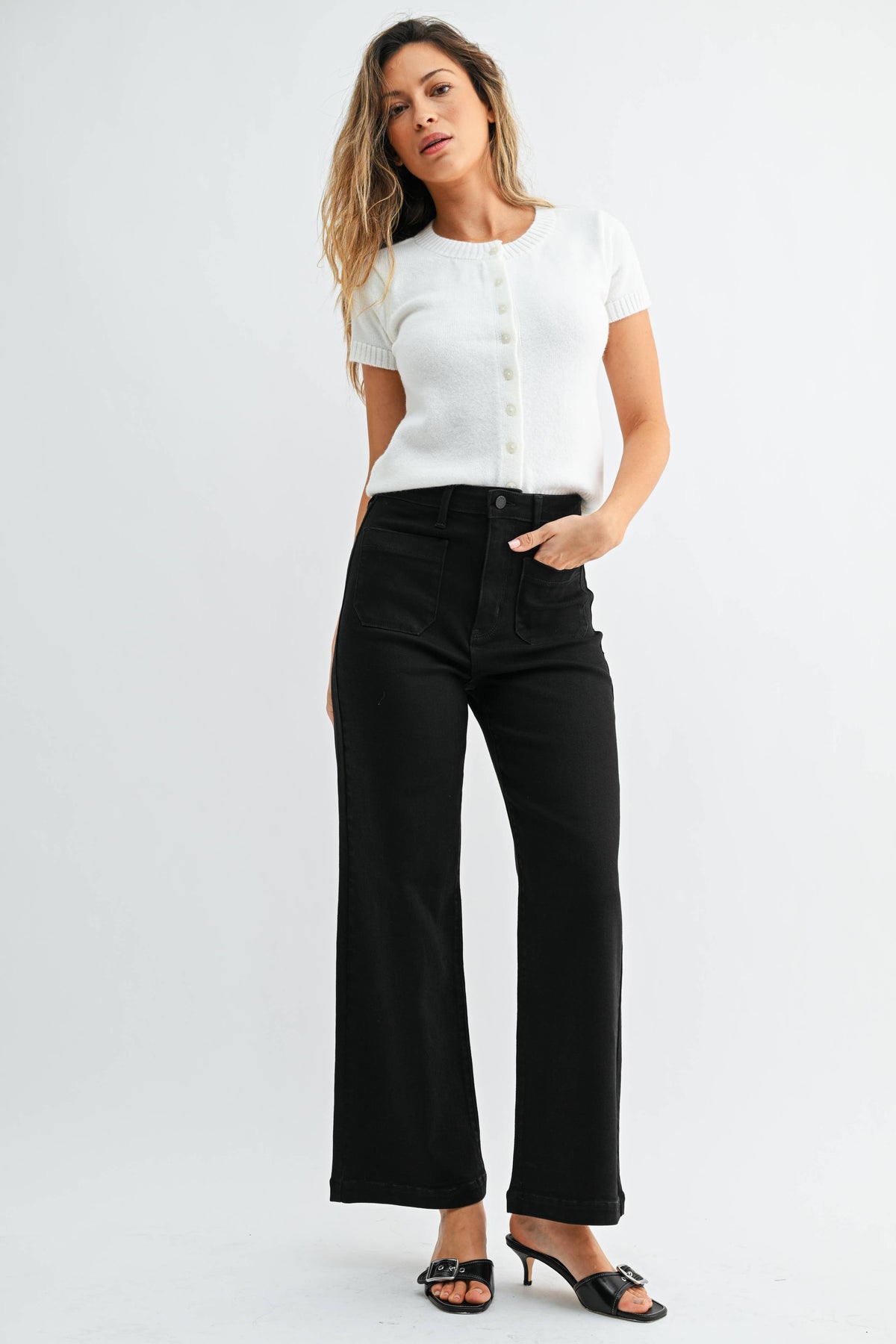 Patch Pocket Wide Leg in Black