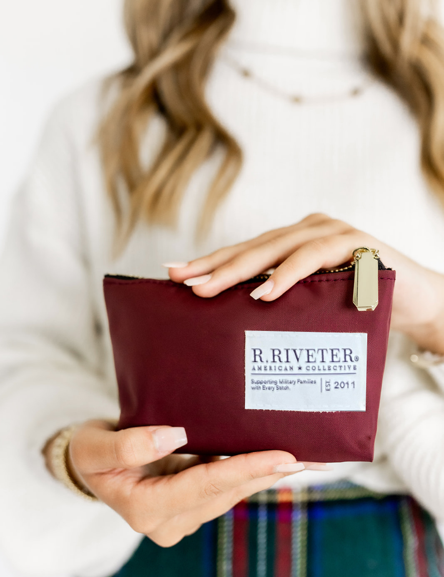 Lucy Mini Zipper Pouch | Wine Nylon