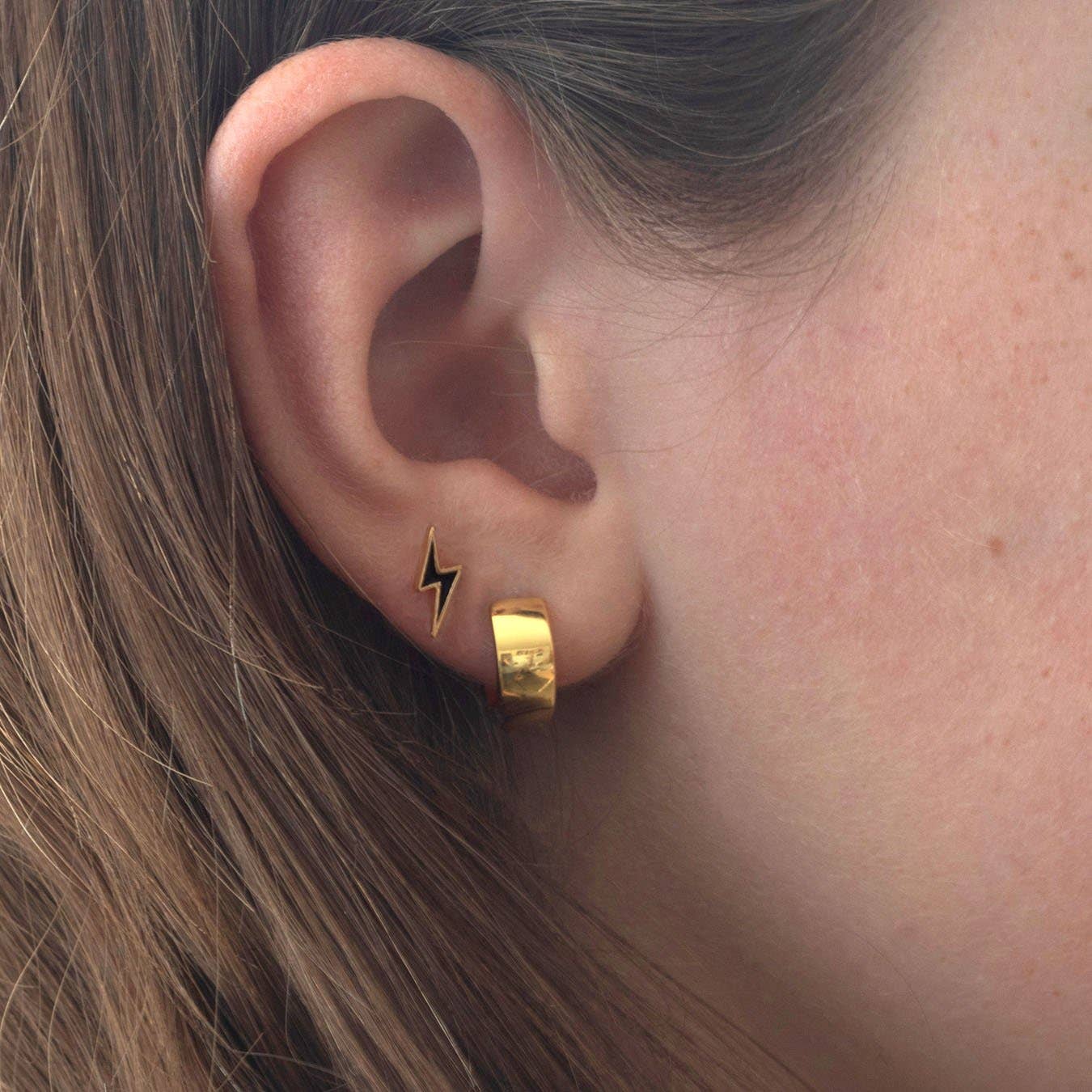 Kris Nations - Wide Hinged Huggie Hoop Earrings 18K Gold Vermeil | Sterling Silver 12mm Hoops Hinge Closure Nickel Free Hypoallergenic Ships from CA