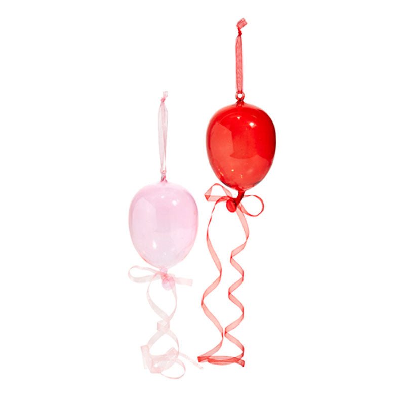 8" Blown Glass Balloon Ornaments Set of 2 by Quirks! at Shirley Shoppe